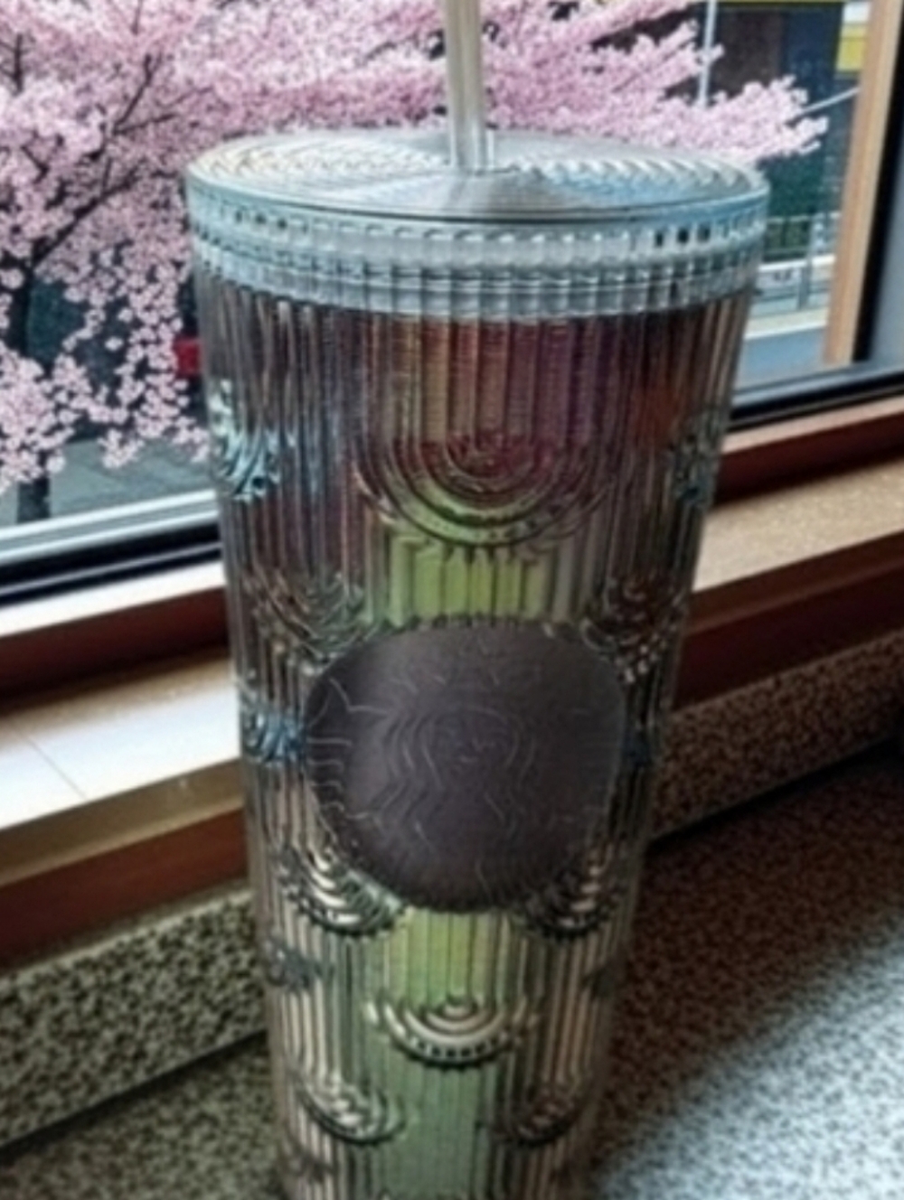 Starbucks Silver Textured Reusable Tumbler with Straw -